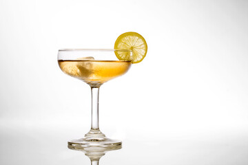 alcohol glass with ice isolate on white background.
