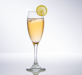 alcohol glass with ice isolate on white background.