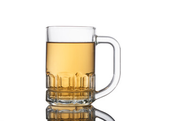 Mug with beer on isolated white background.