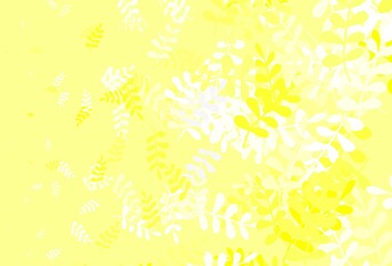 Light Yellow vector abstract backdrop with leaves.