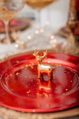 Christmas Table Setting. Holiday Decorations.