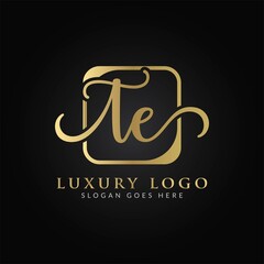 Initial TE letter Logo Design vector Template. Abstract Luxury Letter TE logo Design