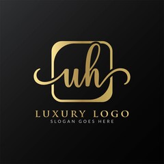 Initial UH letter Logo Design vector Template. Abstract Luxury Letter UH logo Design