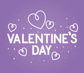 valentines day lettering on a purple background