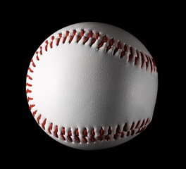 Baseball ball new isolated on black background and texture, clipping path