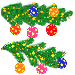 Christmas wreath with red bow and ribbon. Decorated wreath of pine branches isolated on white.