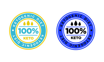 Ketogenic diet icon. Vector 100 percent weight loss keto diet label stamp