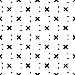 Seamless pattern. Checks, figures ornament. Squares, crosses. Ethnic motif. Geometric background. Rhombuses, shapes backdrop. Diamonds, forms wallpaper. Digital paper, abstract. Vector artwork.