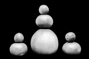 Monochrome stuck figures shapes sets from green citruses fruits isolated on black background. Limes, pummelo, grapefruits.