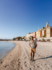 Menton France colorful town French Rivera, colorful old town Menton on french Riviera, France....