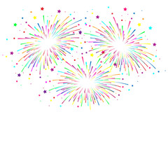 Fireworks with stars Isolated on white background. Vector illustration.