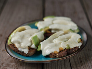 Sandwiches with avocado and mozzarella