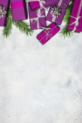 Holidays composition on gray stone table