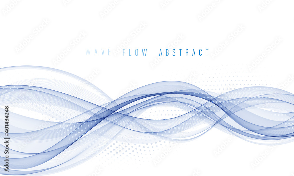 Poster abstract blue lines on a white background. curved wavy smooth lines design element.