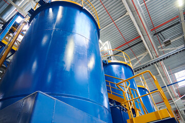 Blue tanks in a factory