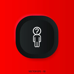 Problem Icon on Square BlackInternet Button Original Illustration. Red background