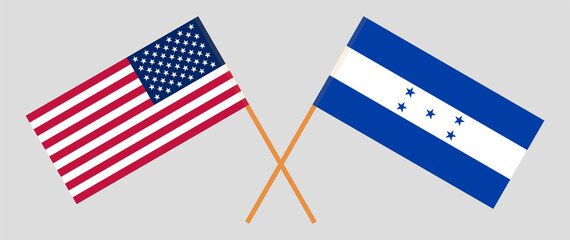 Crossed flags of the USA and Honduras