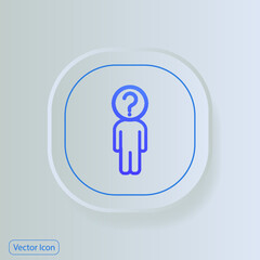 Problem Icon on Square grey Internet Button Original Illustration