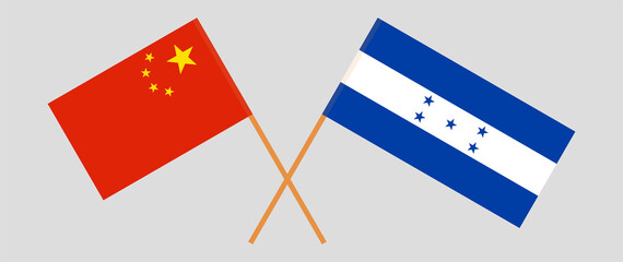 Crossed flags of China and Honduras