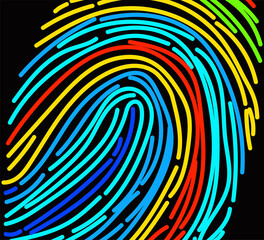 Rainbow finger print background on square shape. Vector illustration of Eps10 file. Editable stroke.