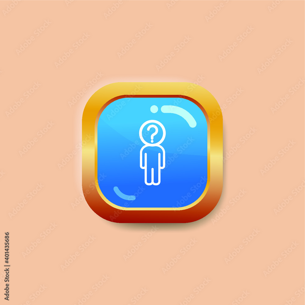 Aufkleber problem icon on square gold internet button original illustration. flat icon