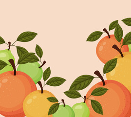 bundle of fruits icons over a orange background
