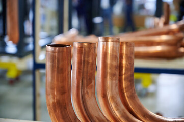 copper pipes on a factory
