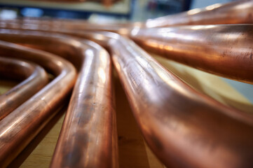 Copper tubes close-up