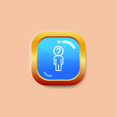 Problem Icon on Square gold Internet Button Original Illustration. Flat Icon