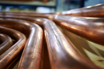 brass pipes on a factory