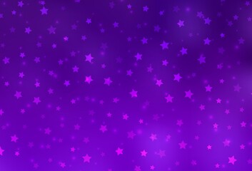 Dark Purple, Pink vector template with ice snowflakes, stars.