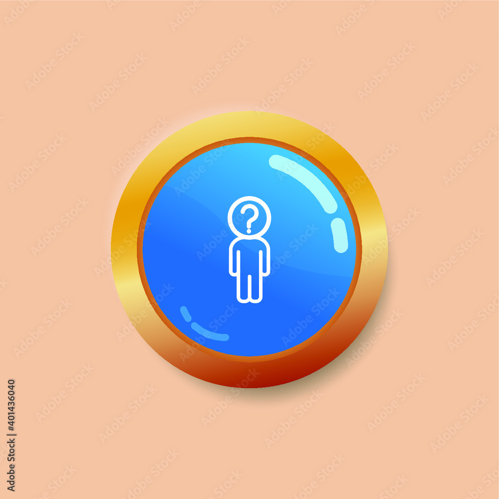 Poster problem icon in gold circle. problem vector flat symbol on grey background.