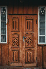 Old wooden door in the old house