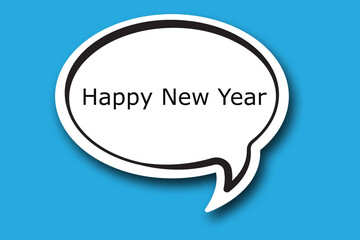 happy new year word written talk bubble