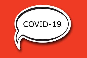 COVID-19 word written talk bubble