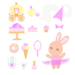 bunny princess set on the white background