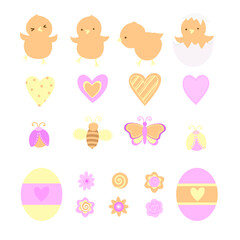 easter set on the white background