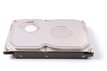 Fototapeta premium computer hard drive top view. isolated on white.