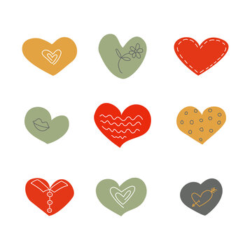 Set of Vector Hearts for Valentine's Day and other projects. Vector illustration. Multicolor.