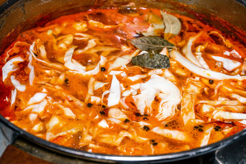 delicious red borscht close up