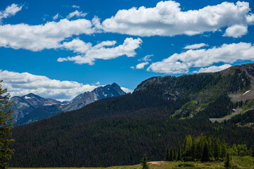 mountain landscape with blue sky and clouds