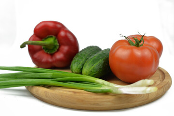 board on a wooden board vegetables
