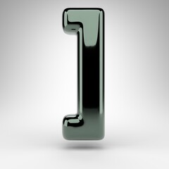 Right square bracket symbol on white background. Green chrome 3D sign with glossy surface.