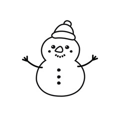 Vector hand drawn doodle sketch snowman isolated on white background