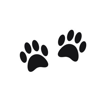 Vector flat dog cat paw foot print isolated on white background