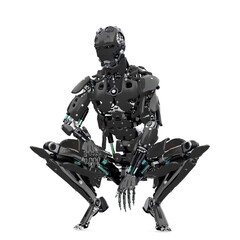 master cyber robot is crouched