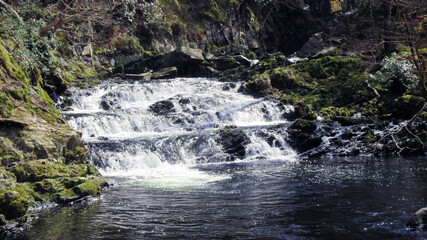 Fototapeta premium Wales Snowdonia National Park Waterfall Steps
