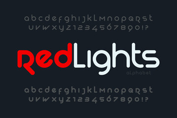 Fototapeta premium Futuristic alphabet design, typeface, letters and numbers.