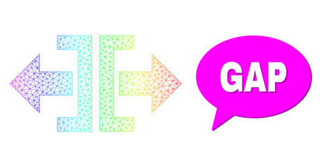 Gap and divide horizontal direction vector. Spectral vibrant net divide horizontal direction, and conversation Gap bubble message. Conversation colored Gap cloud has shadow.