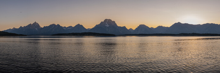 Panorama of Last Light Behind Tetons